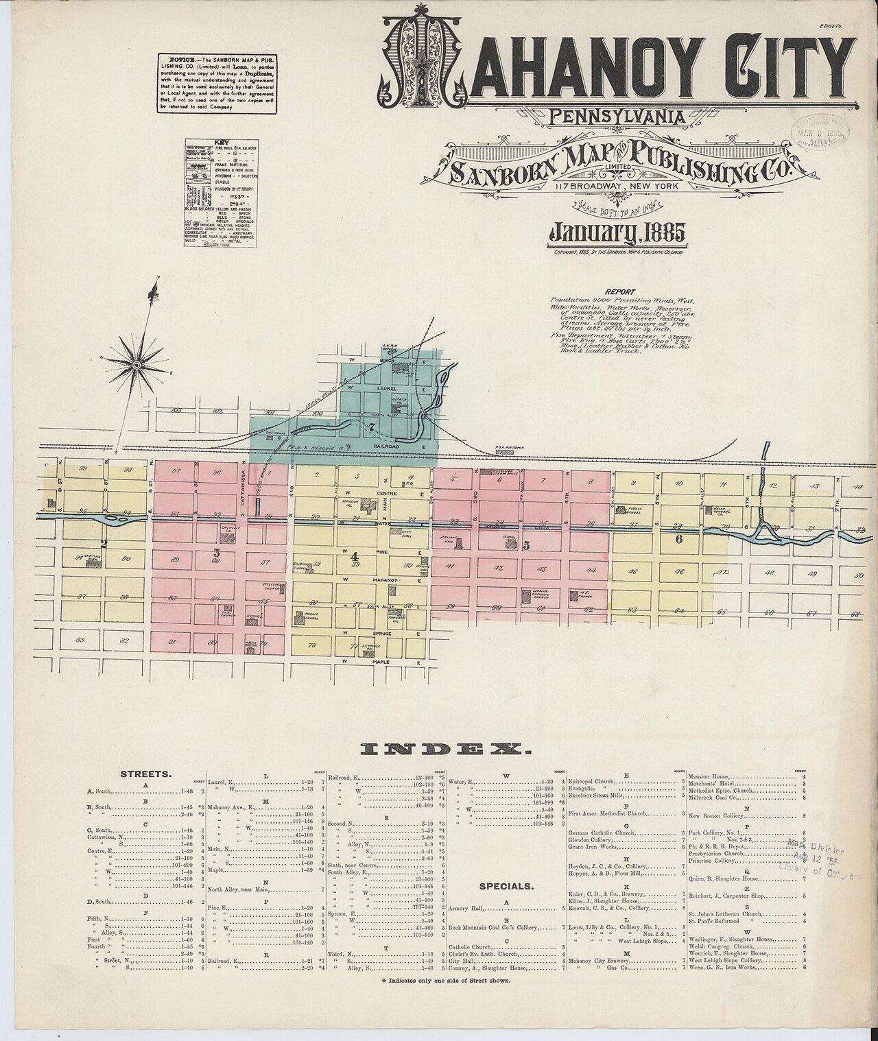 Public domain Mahanoy City fire insurance map from 1885