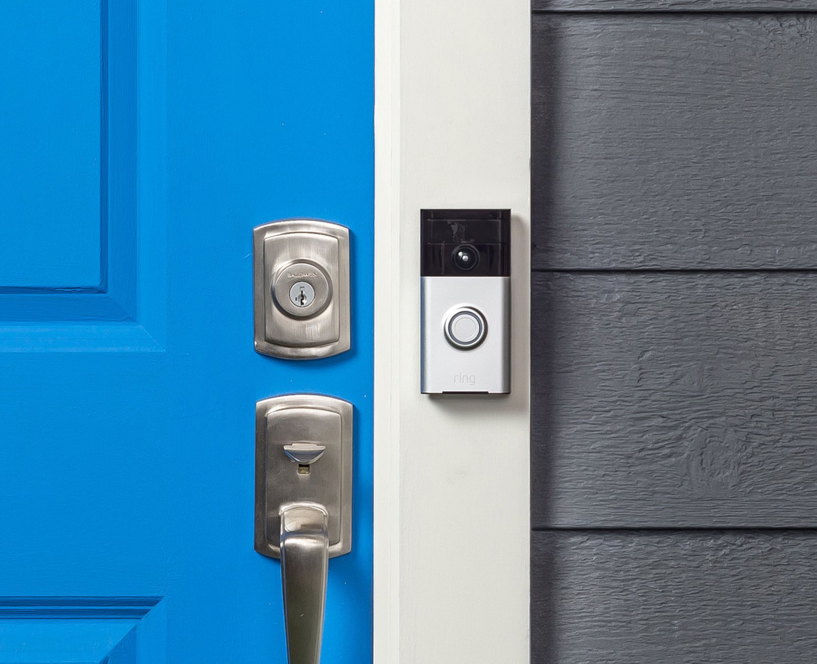 Illustrative video doorbell on a home entrance