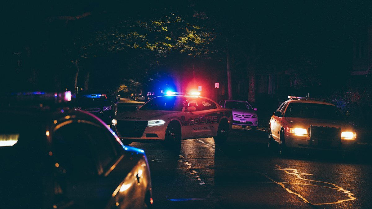 Illustrative photograph of police lights, not the Berwick crime scene